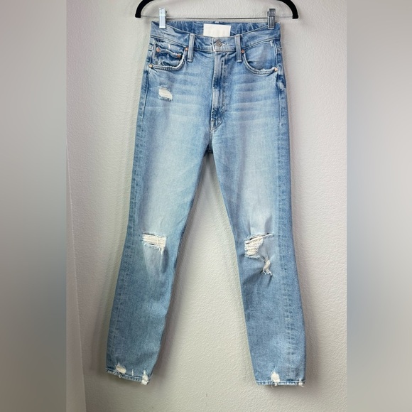 MOTHER Superior High Waisted Rider Skimp Straight Leg Jeans Distressed Size‎ 26 - Picture 1 of 13